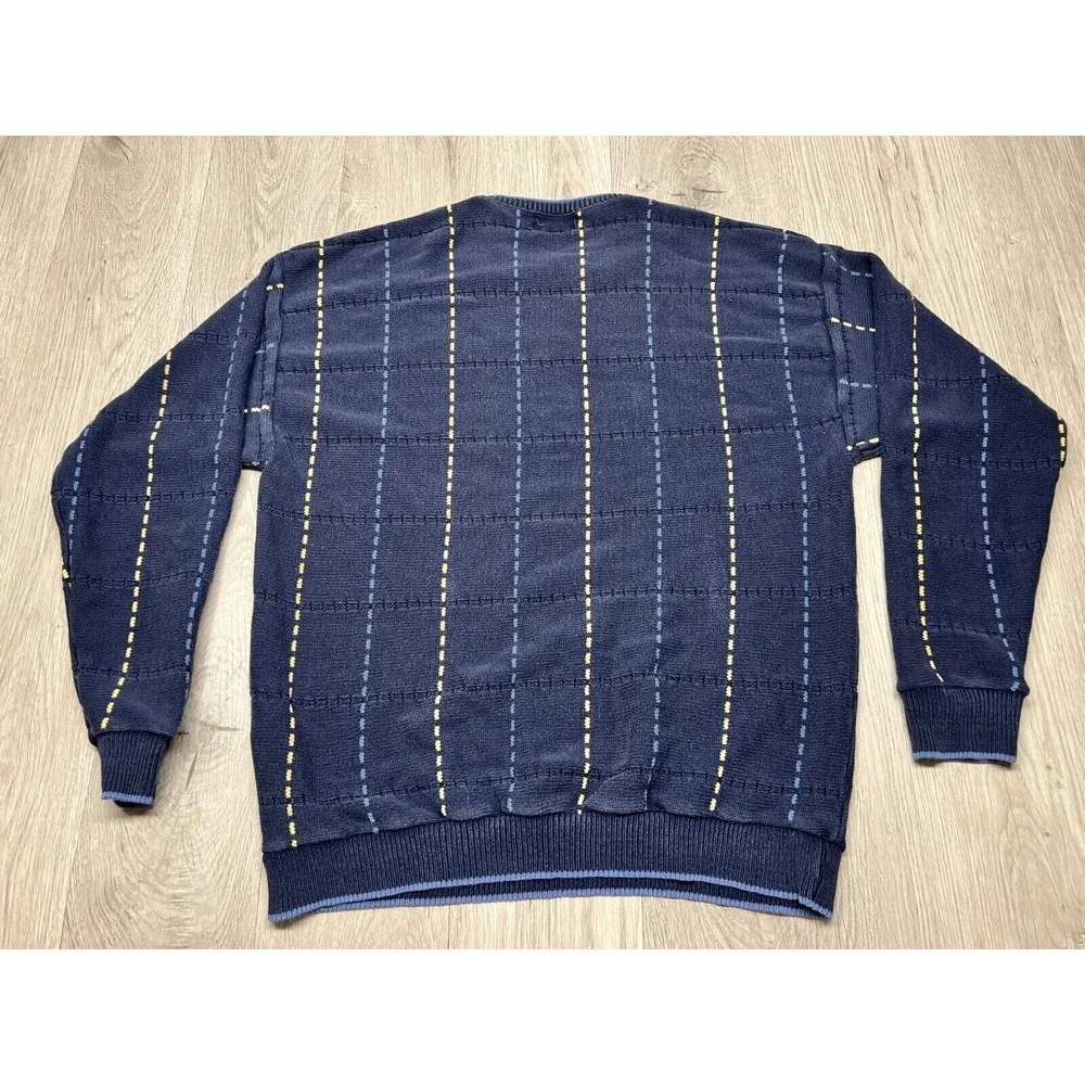 Vintage Frankenmuth Woolen Mill‎ Sweater Grandpa Geometric Navy XL Made USA